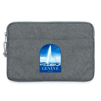Genf JetdEau Hafen Motiv - Laptoptasche 13" - Grau meliert - Vorne