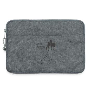 Hund Pferd Reiterin - Never walk alone, Backprint - Laptoptasche 13" - Grau meliert - Vorne