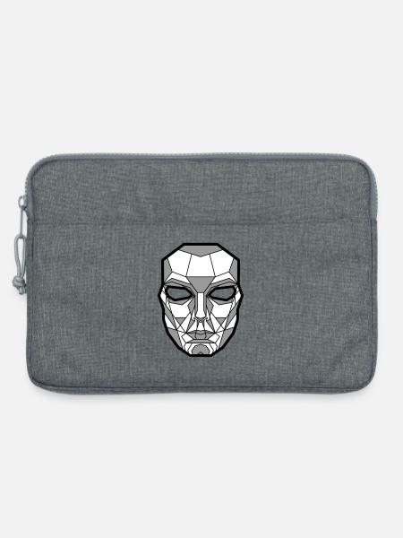 Geometrische Skelettmaske - Laptoptasche 13" - Grau meliert