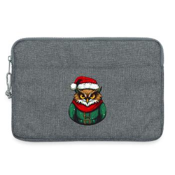 Christmas owl in green sweater - Laptop bag 13" - heather grey - Front