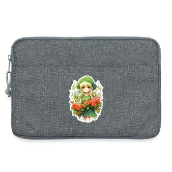 Blondes Elfenmädchen Blumenfeld Fantasy Shirt - Laptoptasche 13" - Grau meliert - Vorne