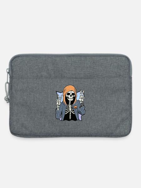 Chill Skeleton – Hoodie & Peace - Laptoptasche 13" - Grau meliert