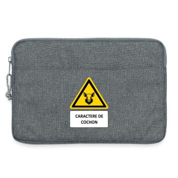 Caractère de cochon - Sacoche pour ordinateur portable 13 pouces - gris chiné - Devant