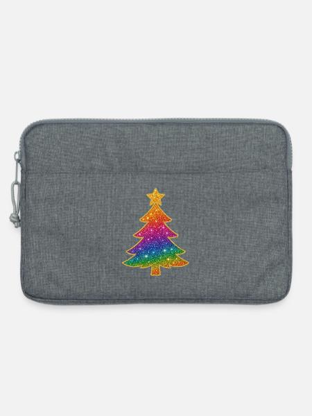 Regenbogen Glitzer Tannenbaum - Laptoptasche 13" - Grau meliert