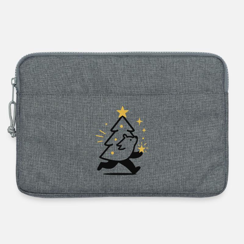 Weihnachtswolf und Sternenbaum - Laptoptasche 13" - Grau meliert