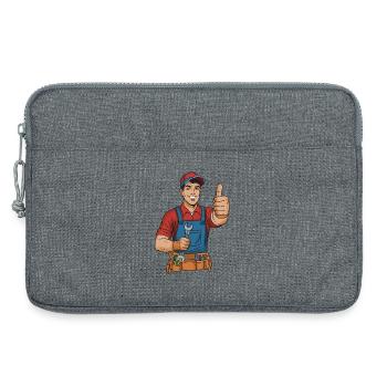 Fröhlicher Handwerker Daumen Hoch - Laptoptasche 13" - Grau meliert - Vorne