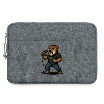 Rocksängerin Bulldogge mit Mikrofonkunst - Laptoptasche 13" - Grau meliert - Vorne