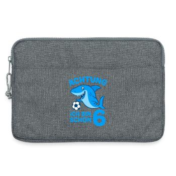 Achtung 6: Hai mit Ball - Laptoptasche 13" - Grau meliert - Vorne