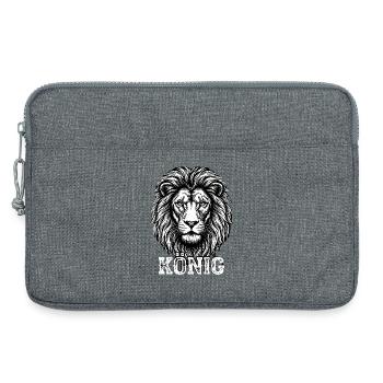 König des Alltags – Stilvoller Löwenkopf - Laptoptasche 13" - Grau meliert - Vorne