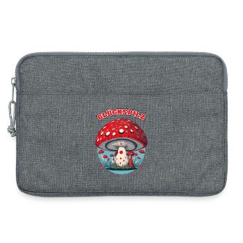 Glückspilz Cartoon Pilz - Laptoptasche 13" - Grau meliert - Vorne