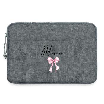 Mama Design mit Rosa Schleife – Süßes Mama Motiv - Laptoptasche 13" - Grau meliert - Vorne