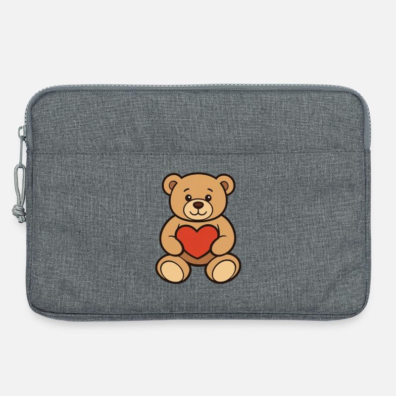 Teddybär mit Herz Comic Art - Laptoptasche 13" - Grau meliert
