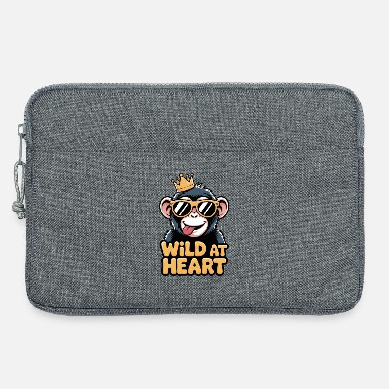 Affe mit Krone - Laptoptasche 13" - Grau meliert