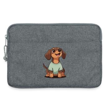 Happy Dachshund Cartoon Heart Warmer Shirt HAS SHORT LE - Laptop bag 13" - heather grey - Front