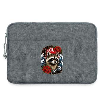 Waschbär im japanischen Irezumi Tattoo Stil - Laptoptasche 13" - Grau meliert - Vorne