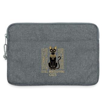 Katzen immer noch verehren – Ägyptische Katzen-Hieroglyphen - Laptoptasche 13" - Grau meliert - Vorne
