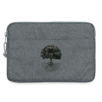 Lebensbaum mit Wurzeln – Schwarzweiß - Laptoptasche 13" - Grau meliert - Vorne