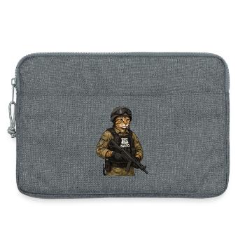 Ukraine-Katze mit NAFO-Patch - Laptoptasche 13" - Grau meliert - Vorne
