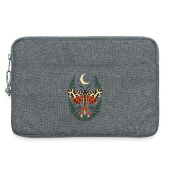 Motif de la forêt de papillons de nuit avec fougère et lune - Sacoche pour ordinateur portable 13 pouces - gris chiné - Devant