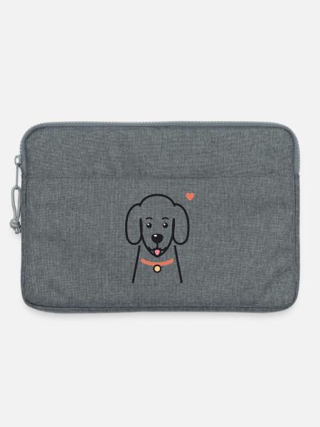 Süßer Hund mit rotem Halsband und Herz - Laptoptasche 13" - Grau meliert