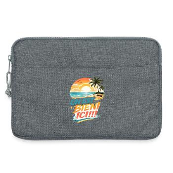 On est bien ici Plage tropical rétro - Sacoche pour ordinateur portable 13 pouces - gris chiné - Devant