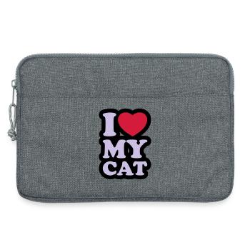 I love my cat - J'aime mon chat - Sacoche pour ordinateur portable 13 pouces - gris chiné - Devant