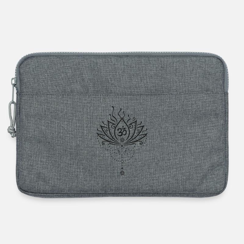 Fleur de lotus, version noire - Sacoche pour ordinateur portable 13 pouces - gris chiné