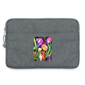 EG fleurs I tulipes I anniversaire I dessin - Sacoche pour ordinateur portable 13 pouces - gris chiné - Devant
