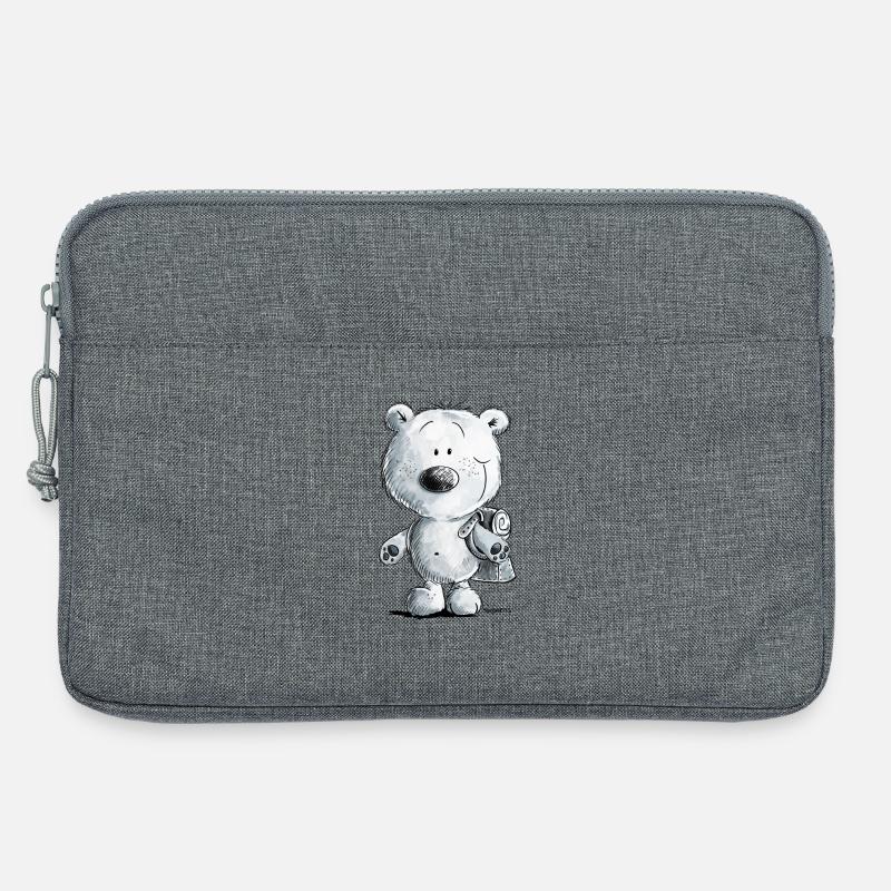 Schulkind Eisbär I Einschulung 1. Klasse Geschenk - Laptoptasche 13" - Grau meliert