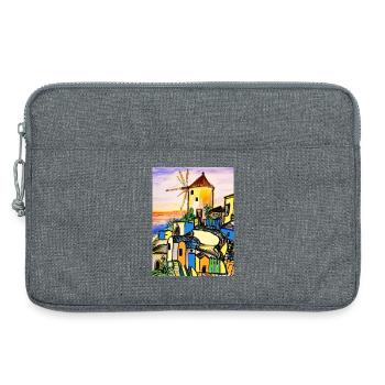 CE Vacances I Mer I Grèce I Crète I Aquarelle - Sacoche pour ordinateur portable 13 pouces - gris chiné - Devant