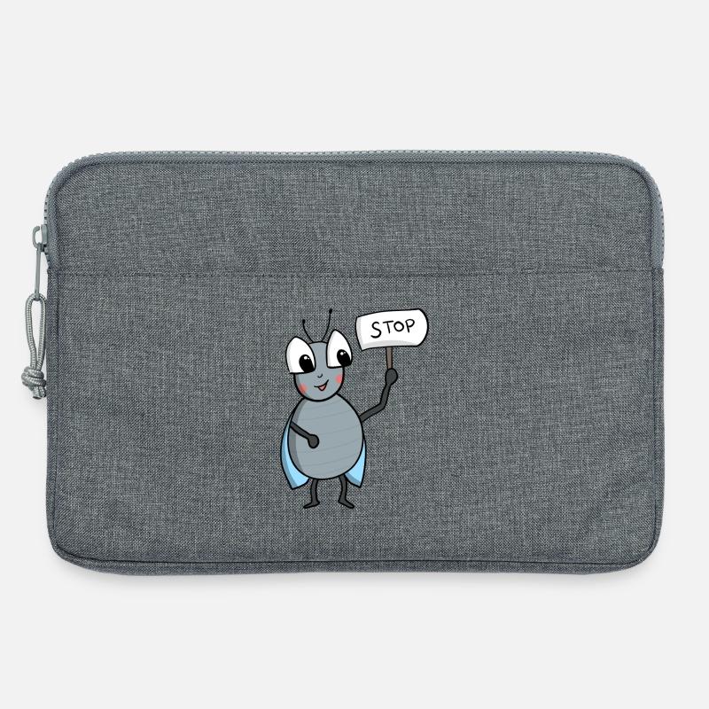 Fliege mit STOP Schild - Laptoptasche 13" - Grau meliert