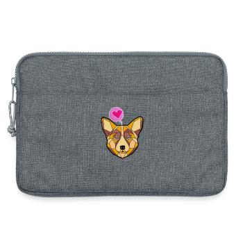Geometric Dog with Heart - Laptop bag 13" - heather grey - Front