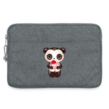 Panda mignon avec de la crème glacée rouge sur le style - Sacoche pour ordinateur portable 13 pouces - gris chiné - Devant