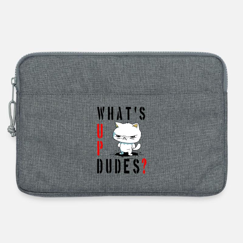whats up dudes? Angry Cat - Laptoptasche 13" - Grau meliert