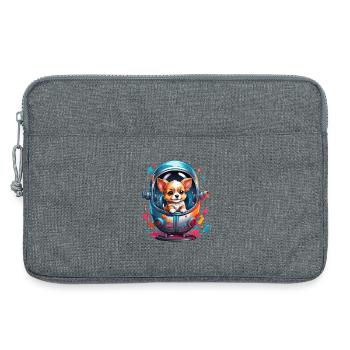 Chiot de l’espace en combinaison spatiale - Sacoche pour ordinateur portable 13 pouces - gris chiné - Devant