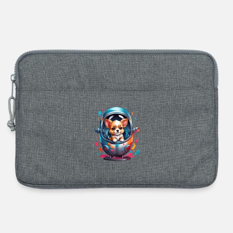 Weltraumwelpe im Spacesuit - Laptoptasche 13" - Grau meliert