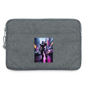 Neon Mecha in Stadtlichtern - Laptoptasche 13" - Grau meliert - Vorne