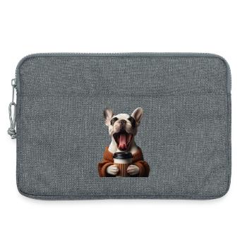 Eine müde Französische Bulldogge mit Kaffee - Laptoptasche 13" - Grau meliert - Vorne