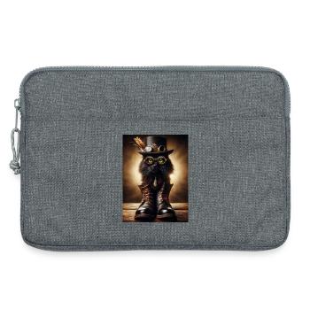 Steampunk Black Cat mit stylischen Accessoires - Laptoptasche 13" - Grau meliert - Vorne