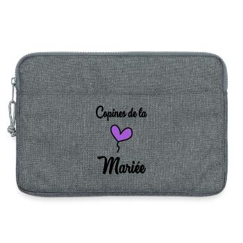 JUST MARRIED. EVJF. SAINT VALENTIN. COUPLE - Sacoche pour ordinateur portable 13 pouces - gris chiné - Devant