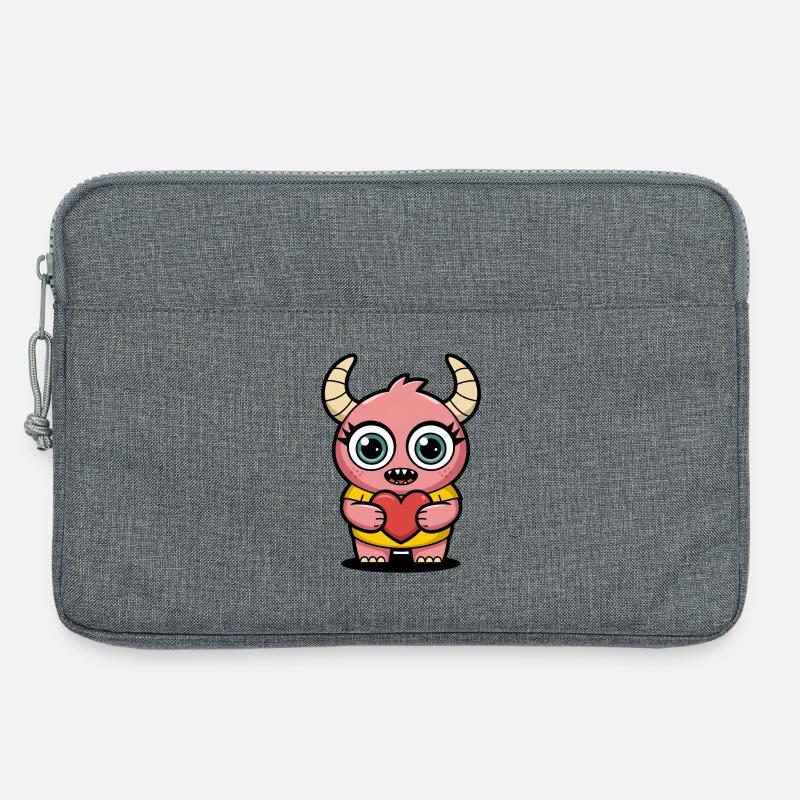 Freundliches Monster Mädchen mit rotem Herz - Laptoptasche 13" - Grau meliert