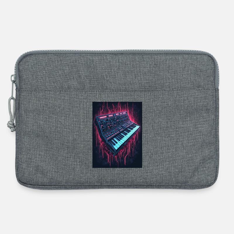 Conception musicale de synthétiseur de néon - Sacoche pour ordinateur portable 13 pouces - gris chiné