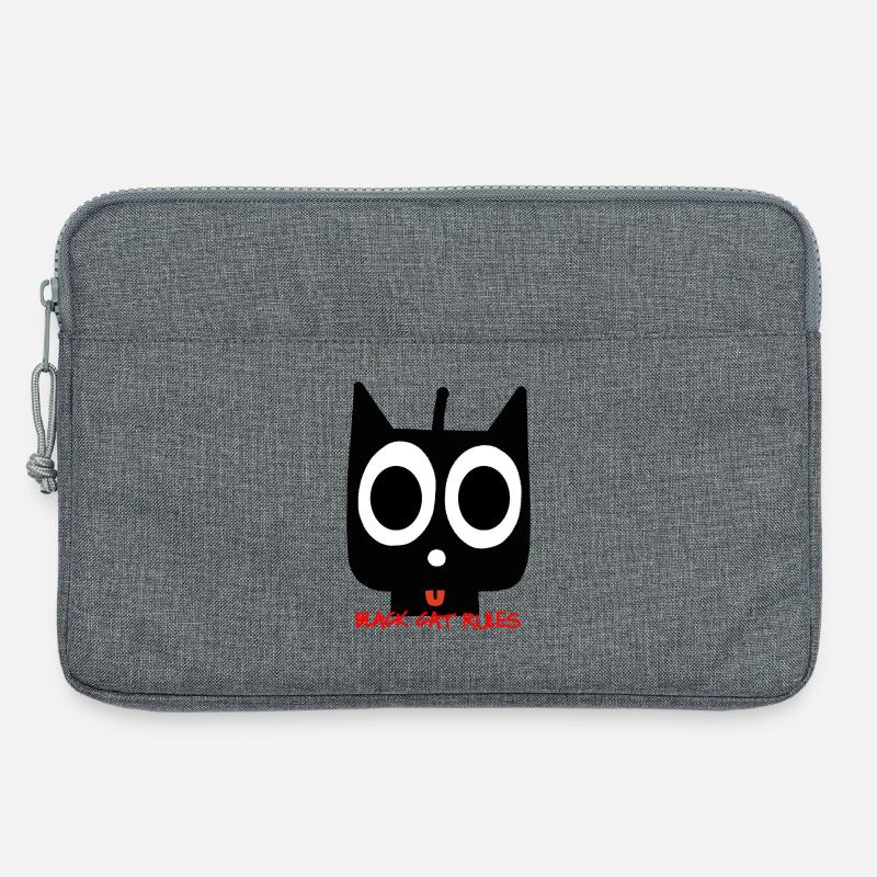 schwarze Katze - Laptoptasche 13" - Grau meliert
