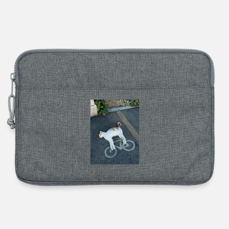 Katze auf dem Radweg - Laptoptasche 13" - Grau meliert