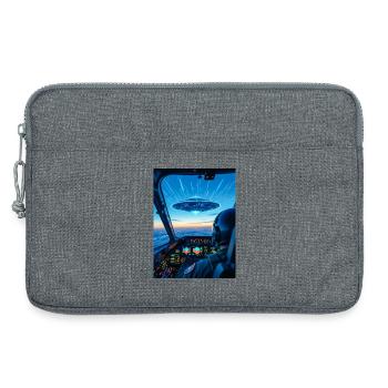 UFO Cockpit – Blick ins Unbekannte - Laptoptasche 13" - Grau meliert - Vorne
