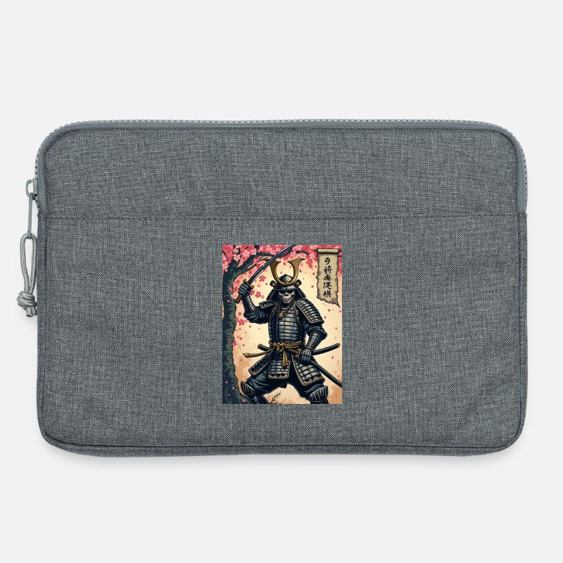 Skelett-Samurai im Kirschblütenwald - Laptoptasche 13" - Grau meliert