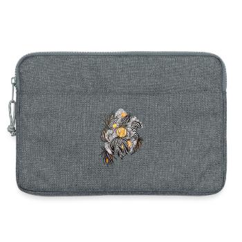 Noir Blossoms Accents d’orange - Sacoche pour ordinateur portable 13 pouces - gris chiné - Devant