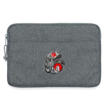 Monochrome flower circles with red - Laptop bag 13" - heather grey - Front