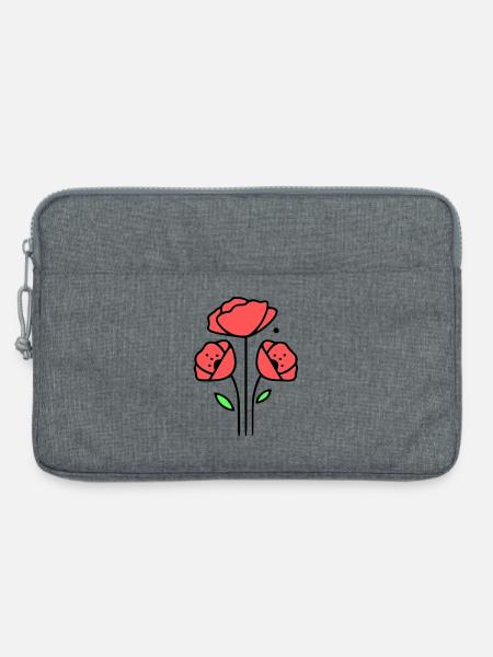 mohnblume-mohnblumen-minimalistisch-line-art-1 - Laptoptasche 13" - Grau meliert