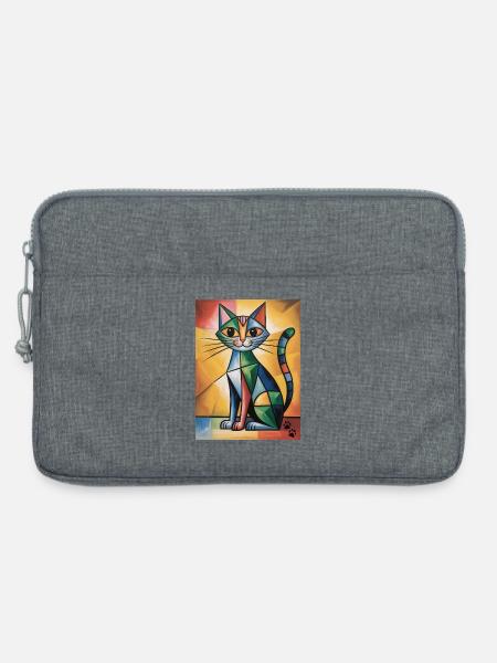 katze kubisch - Laptoptasche 13" - Grau meliert